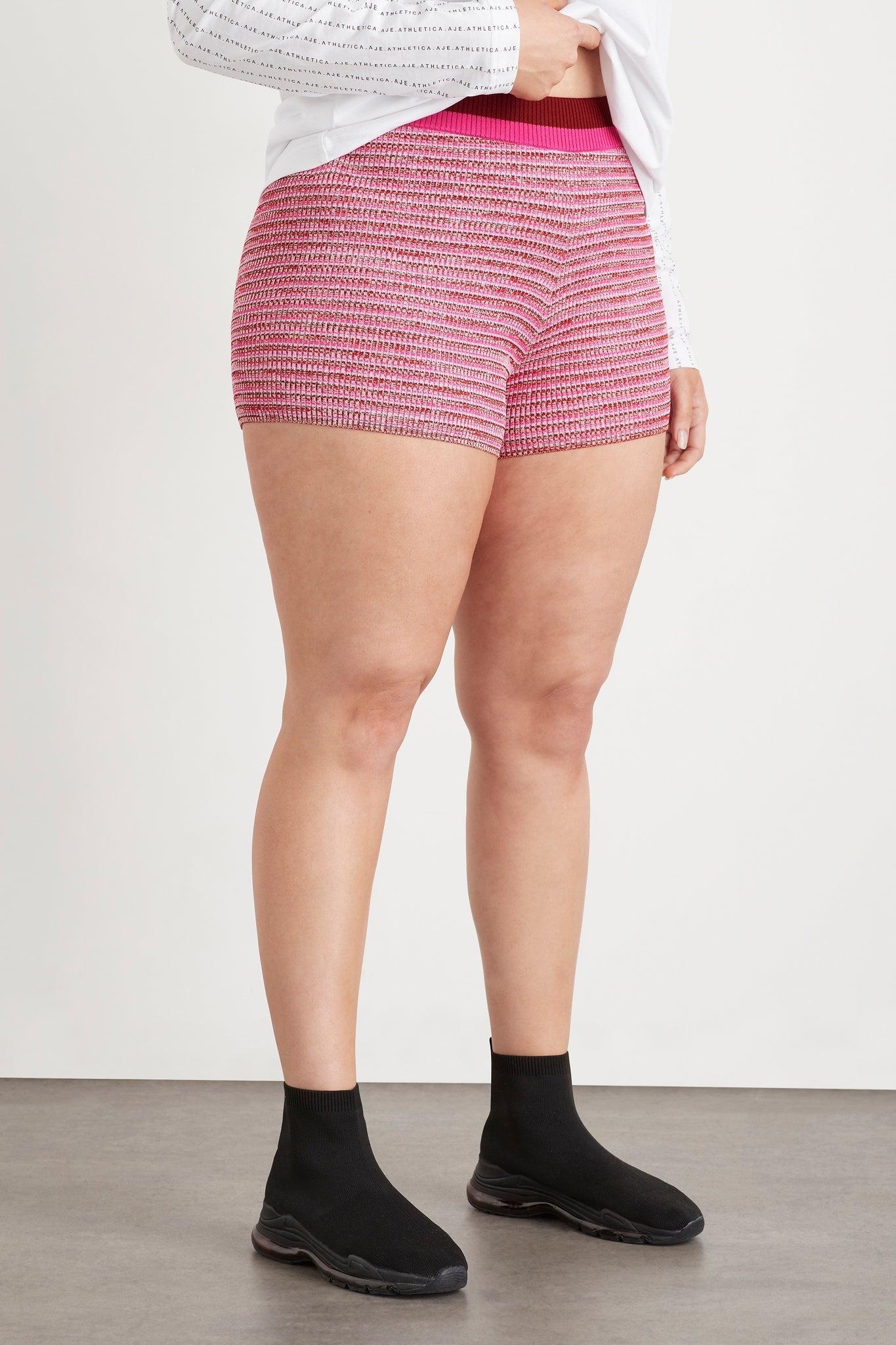 High Rise Striped Knit Bike Shorts 625 Product Image