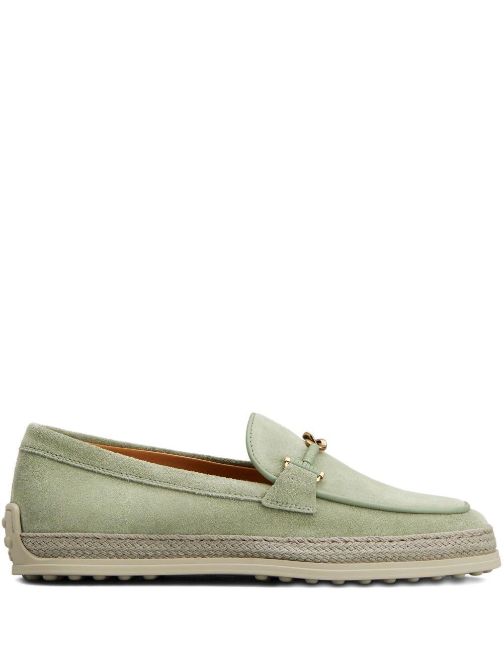 rafia-trimmed suede loafers Product Image