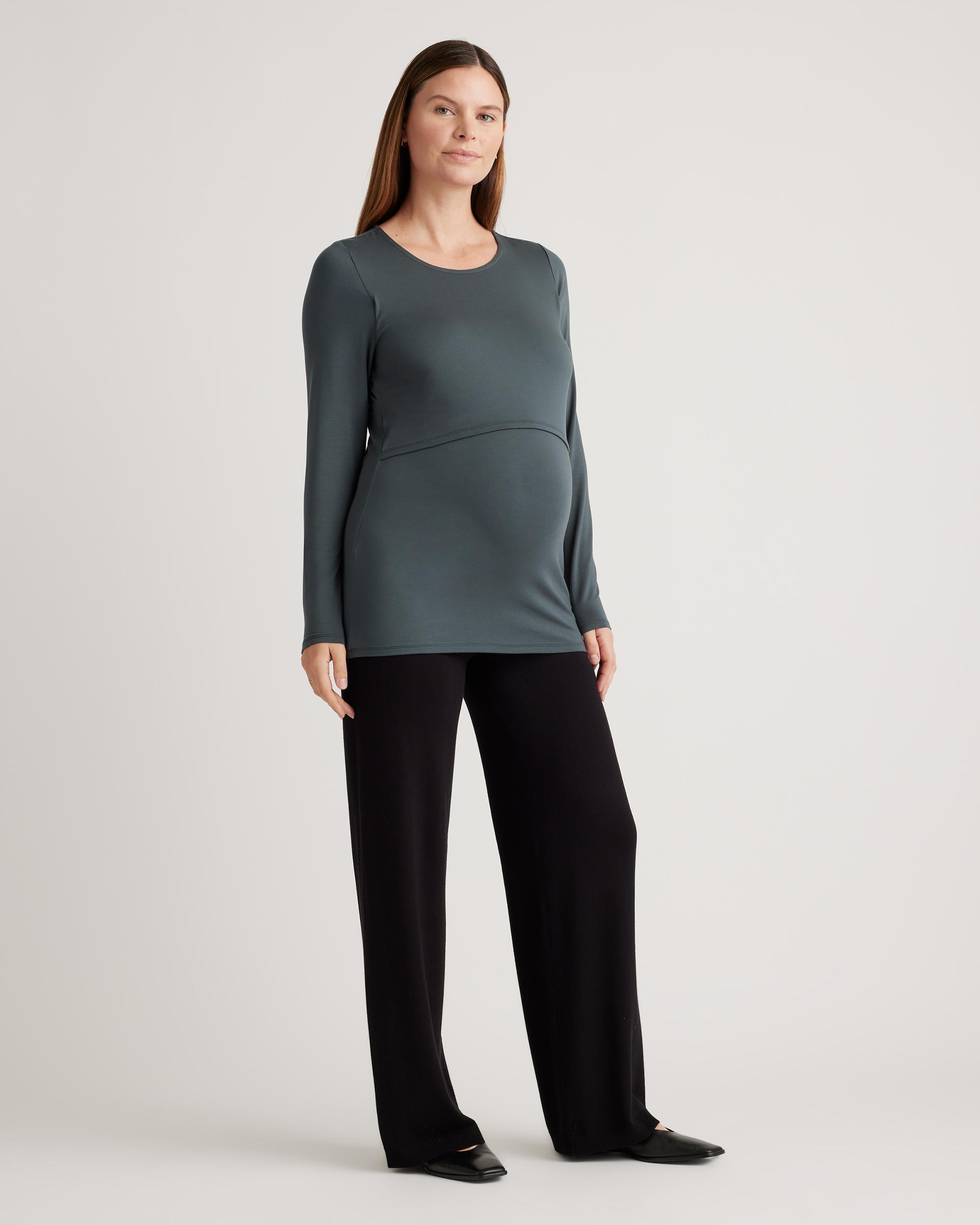 Quince | Women's Tencel Jersey Maternity & Nursing Long Sleeve Relaxed Fit T-Shirt 2-Pack Lenzing Modal Product Image
