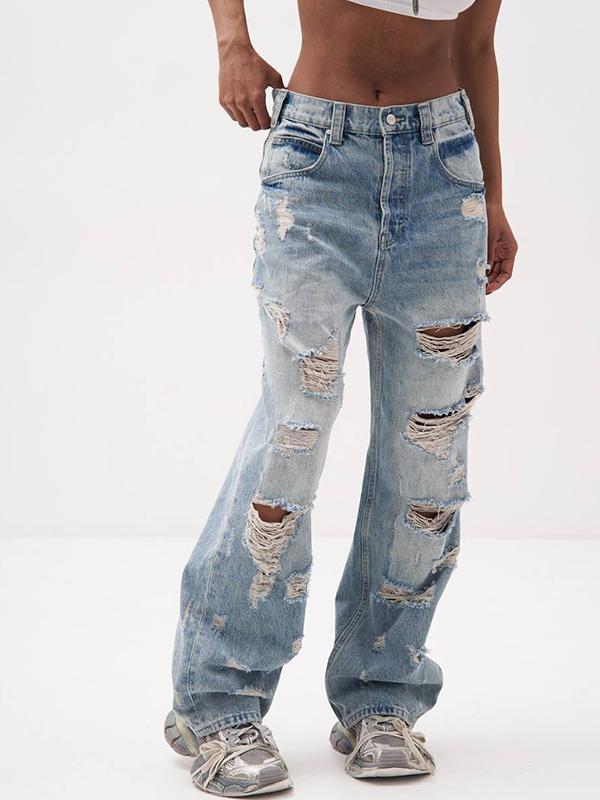 Distressed Holey Versatile Ripped Jeans Product Image