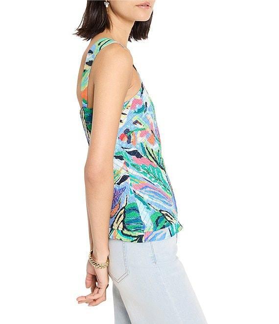 NIC + ZOE Island Beat Smocked Scoop Neck Sleeveless Ruffle Tank Product Image