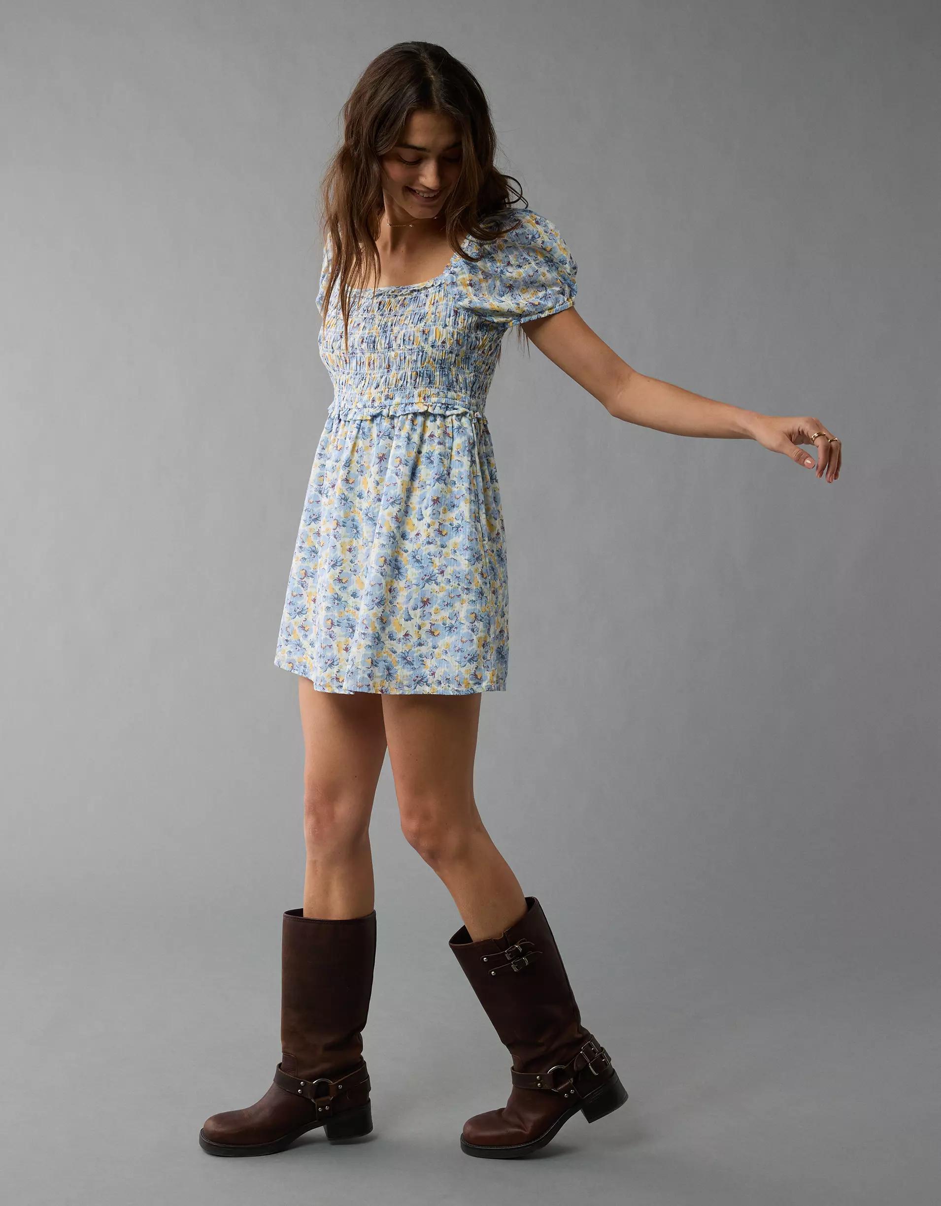 AE Puff Sleeve Smocked Mini Dress Product Image