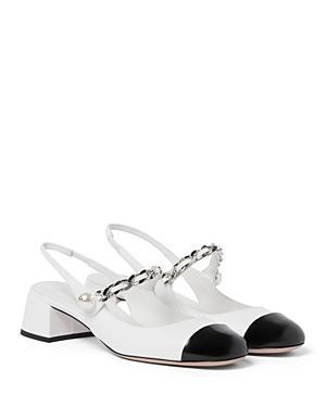 Womens 35MM Bi-Color Leather Slingback Mary Janes Product Image