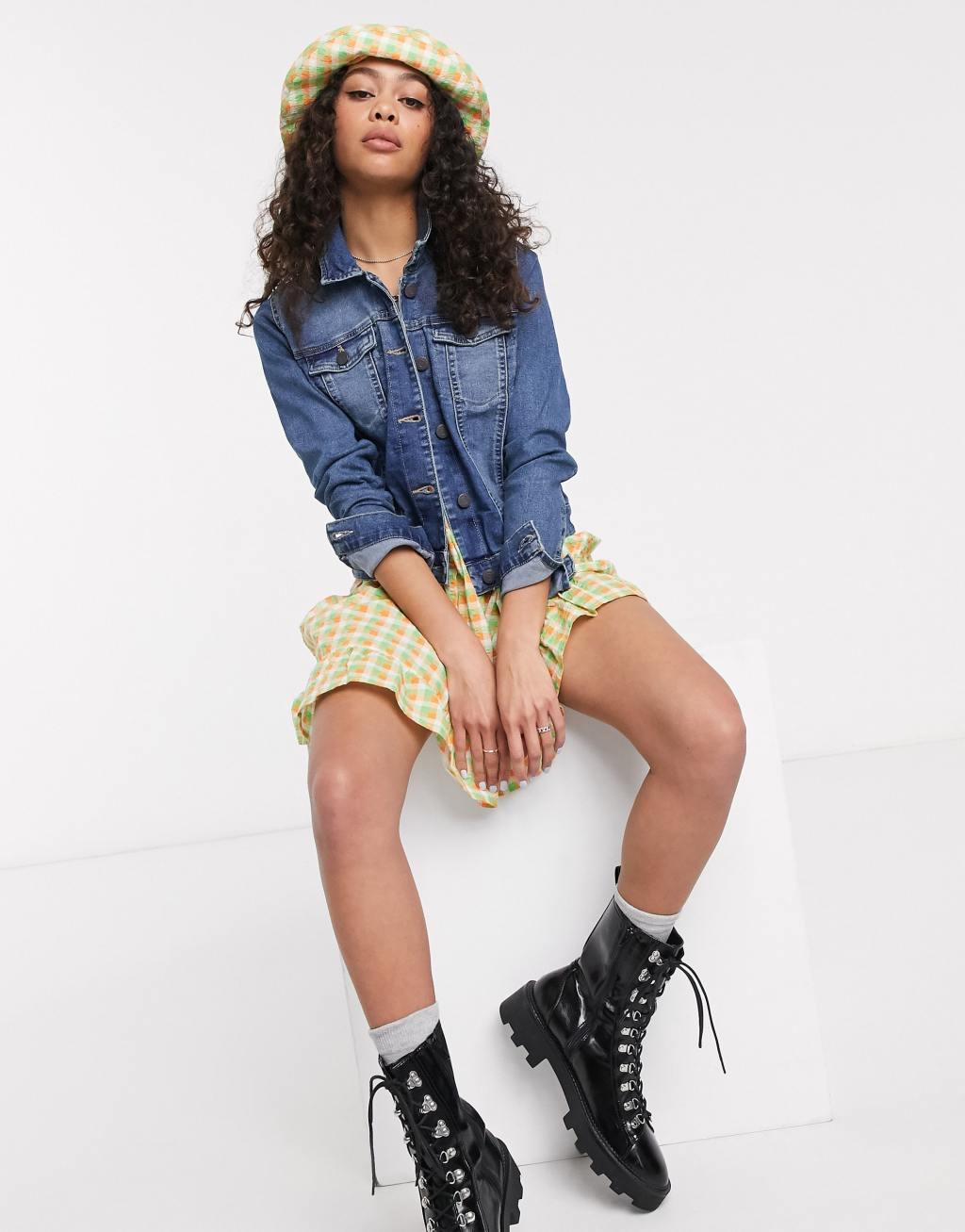 Noisy May denim jacket in blue Product Image