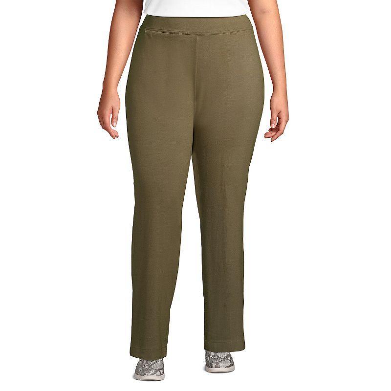Plus Size Lands' End Starfish Pull-On Straight-Leg Pants, Women's, Size: 1XL, Green Moss Product Image