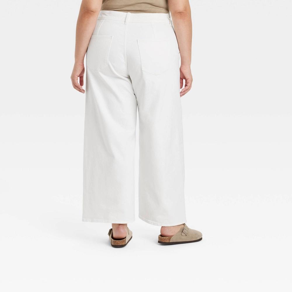 Womens High-Rise Sailor Wide Leg Ankle Jeans - Universal Thread White 26 Product Image