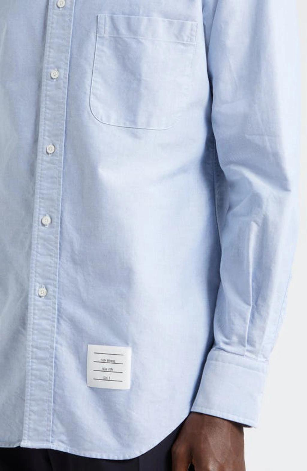 THOM BROWNE Classic Fit Cotton Button-down Shirt In Light Blue Product Image