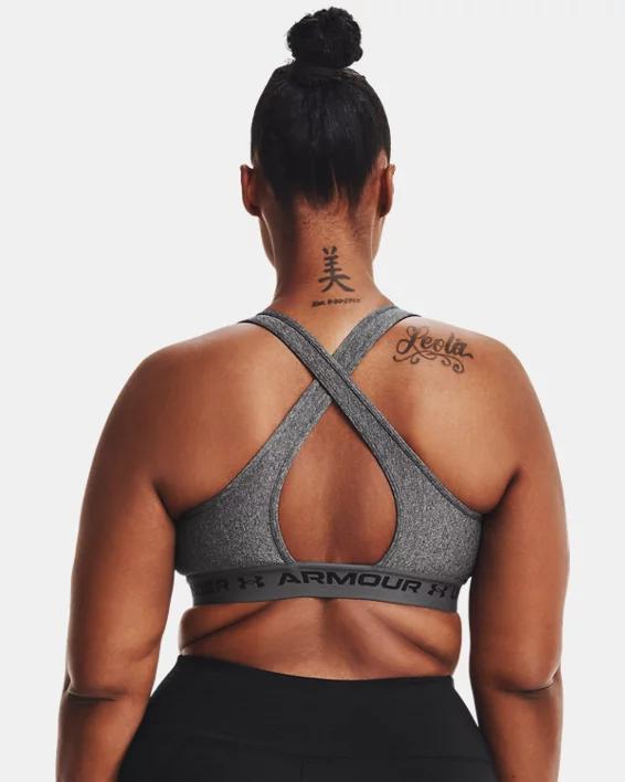 Under Armour Womens Armour Mid Crossback Heather Scoop Neck Sports Bra Product Image