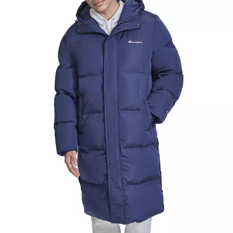 Mens Champion Long Puffer With Hood Blue Product Image