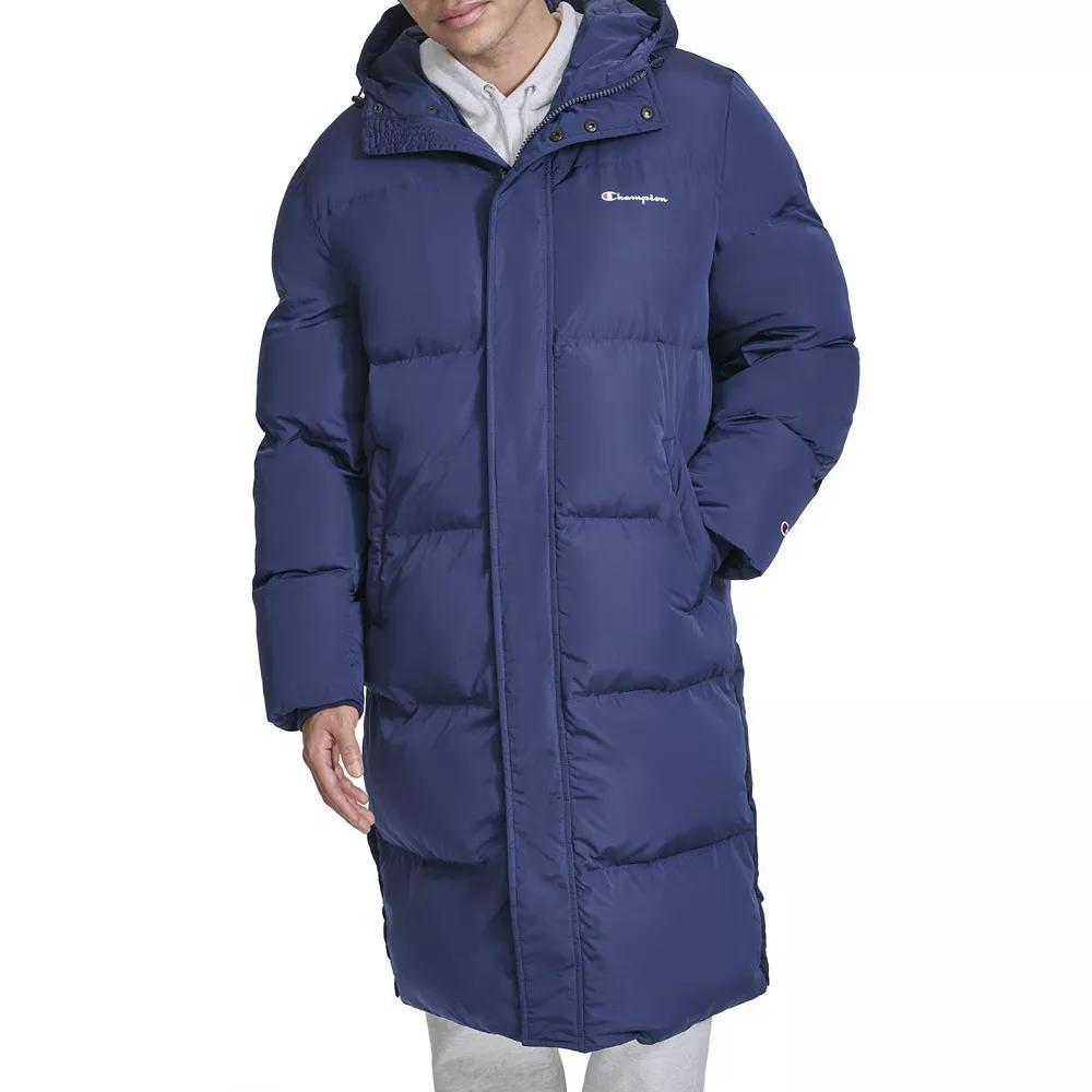 Mens Champion Long Puffer With Hood Blue Product Image