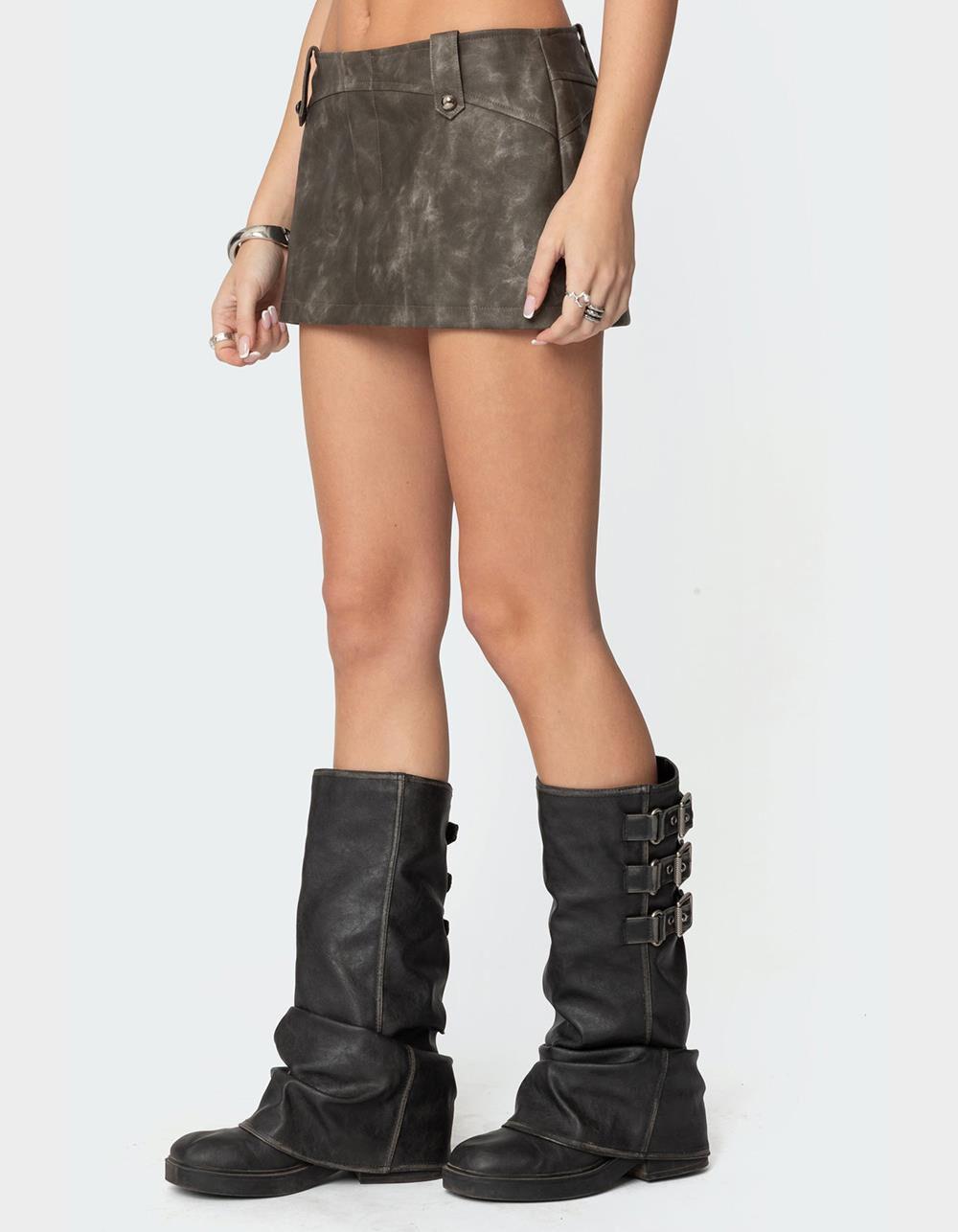 EDIKTED Bar Washed Faux Leather Mini Skort Product Image