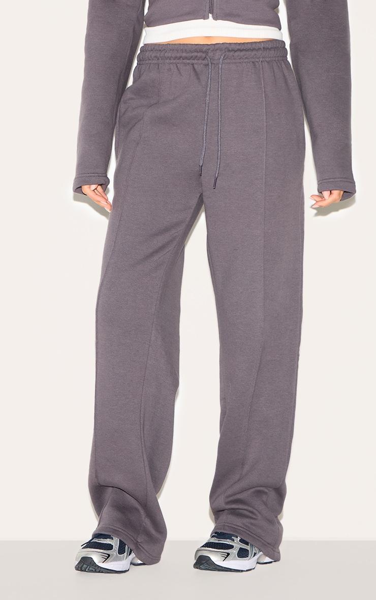 Charcoal Seam Detail Straight Leg Sweatpants Product Image