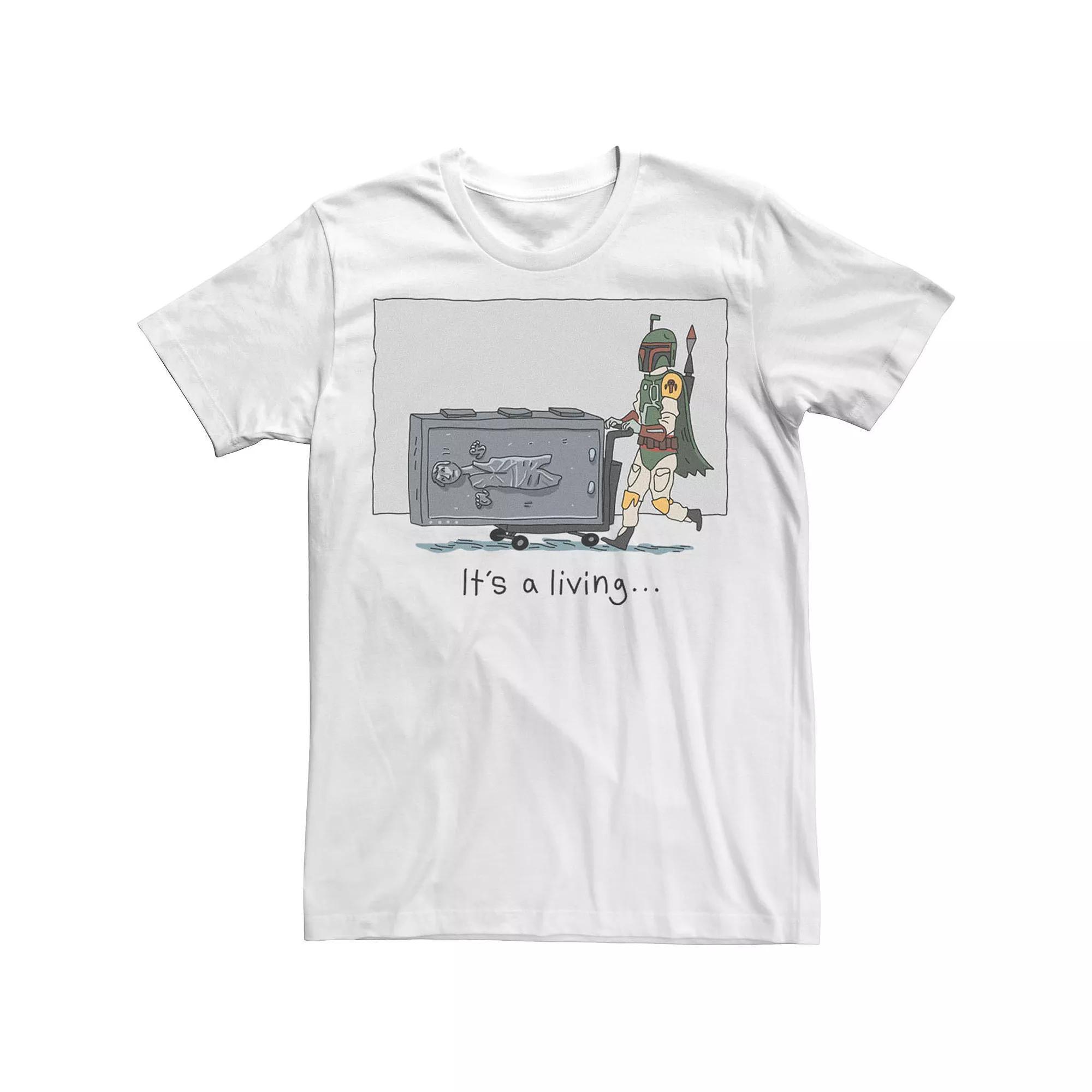 Men's Star Wars Boba Fett It's A Living Doodle Tee, Size: Medium, Natural Product Image