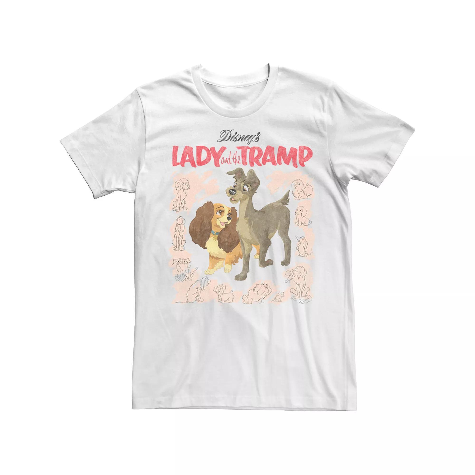 Disney's Lady And The Tramp Vintage Cover Men's Tee, Size: Large, White Product Image