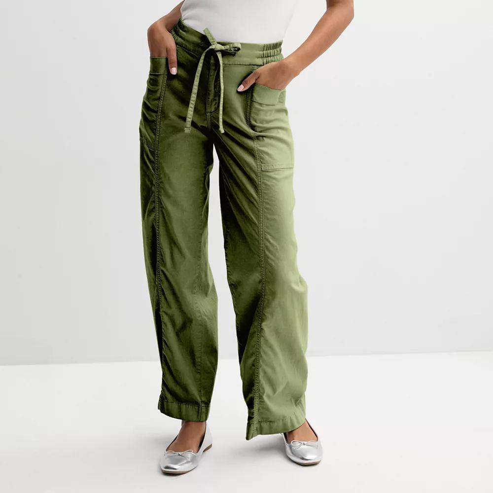 Juniors' SO® Mid-Rise Pull-On Utility Pants, Women's, Size: XL Long, Drew Green Product Image
