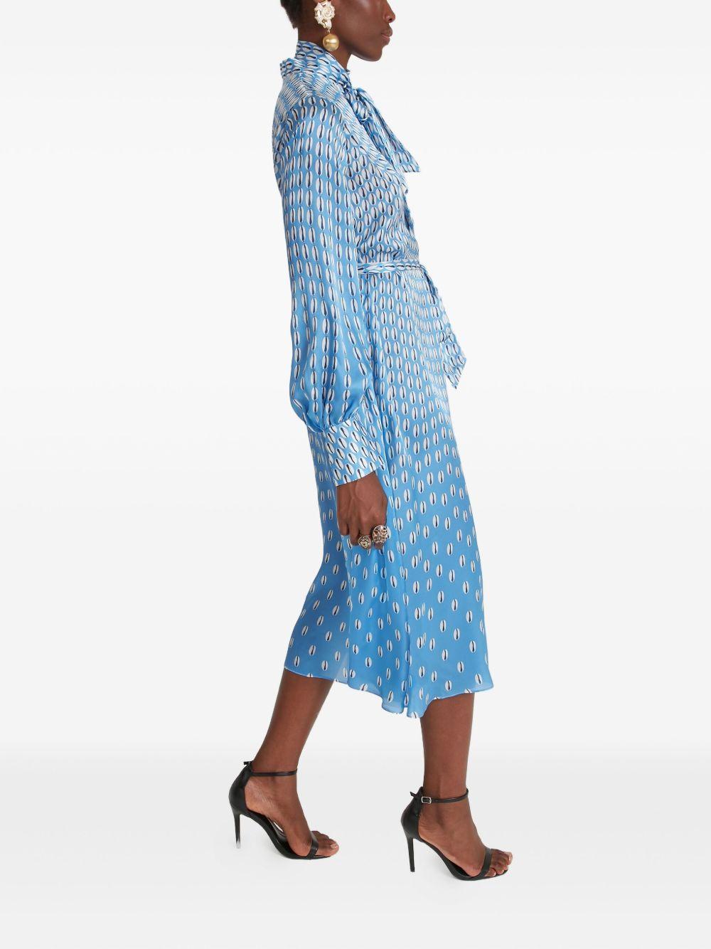 Cowrie print tie-neck midi dress Product Image