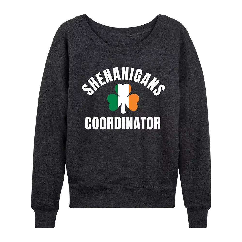 Womens Shenanigans Coordinator French Terry Long Sleeve Tee Heather Grey Product Image