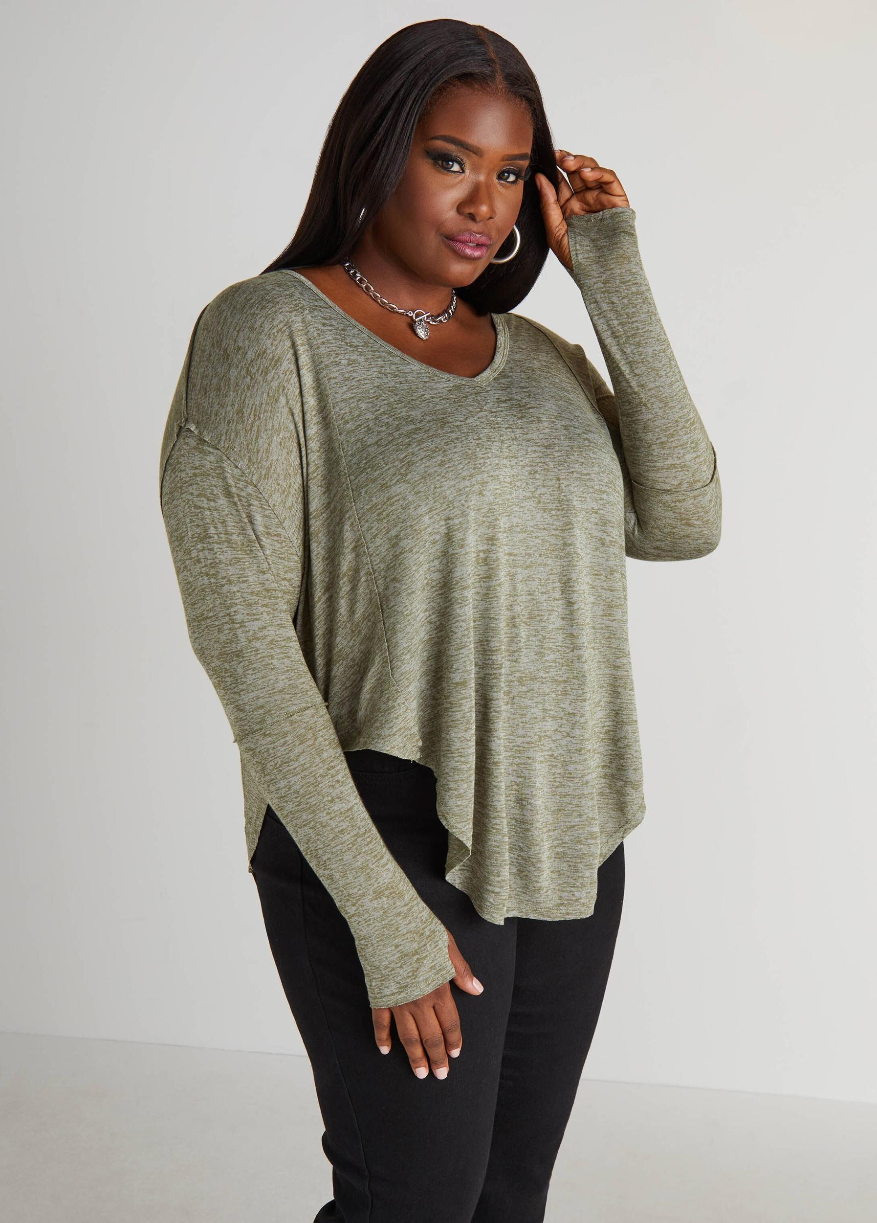 Slub Knit V Neck Top Product Image