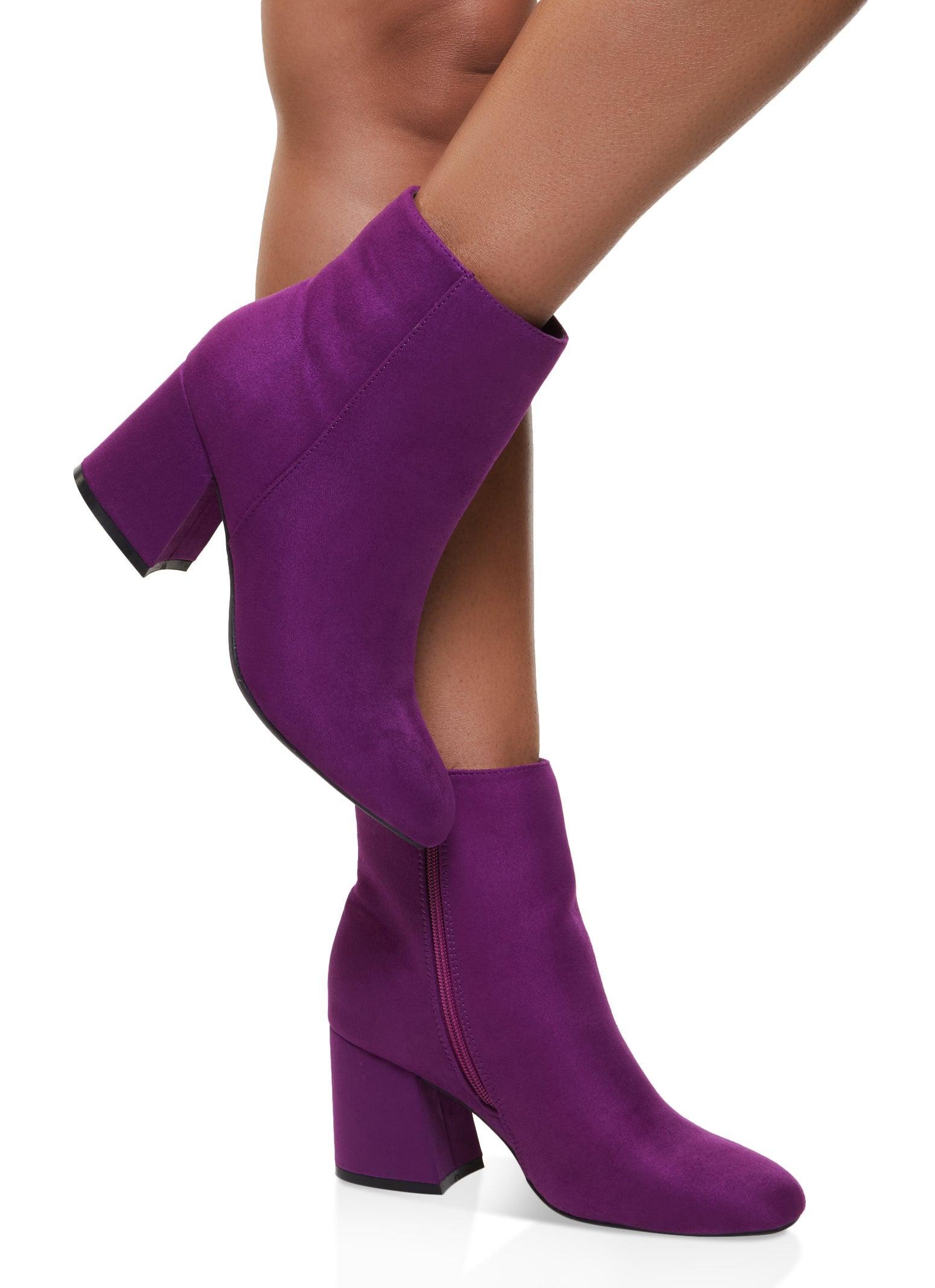 Womens Round Toe Mid Block Heel Booties Product Image