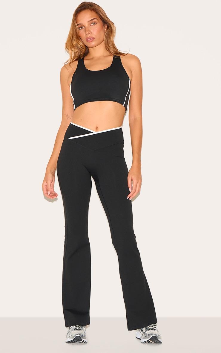 Black Sculpt Double Layer Padded Contrast Binding Sports Bra Product Image