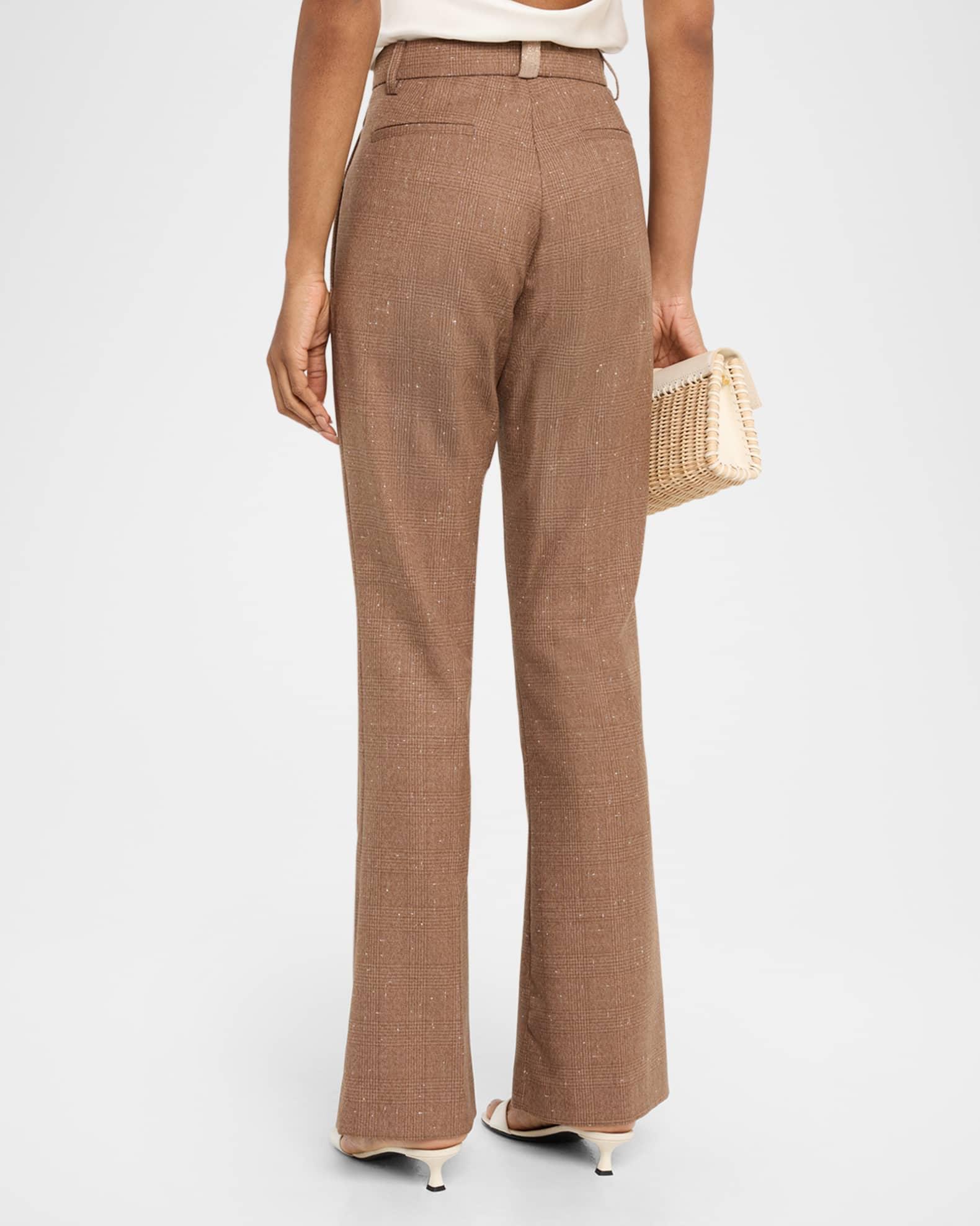 Flare-Leg Plaid Trousers Product Image