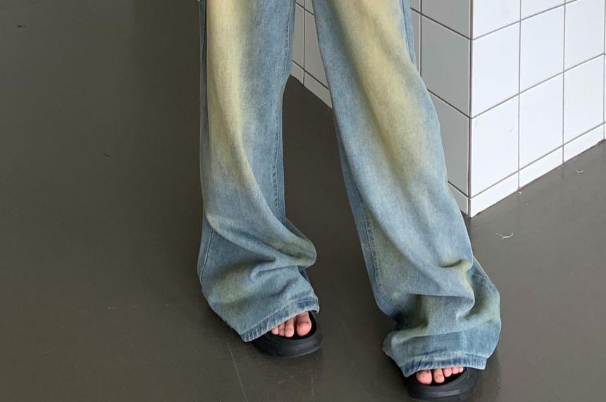 High Waist Washed Wide Leg Jeans Product Image