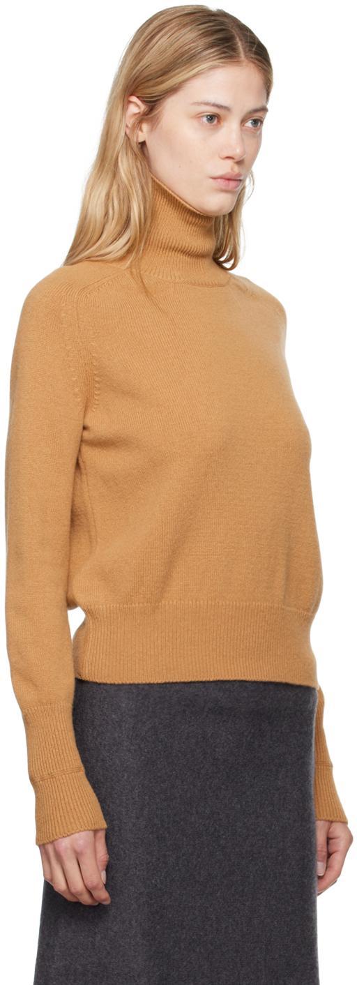 VICTORIA BECKHAM Turtleneck Wool Sweater In Tobacco Product Image