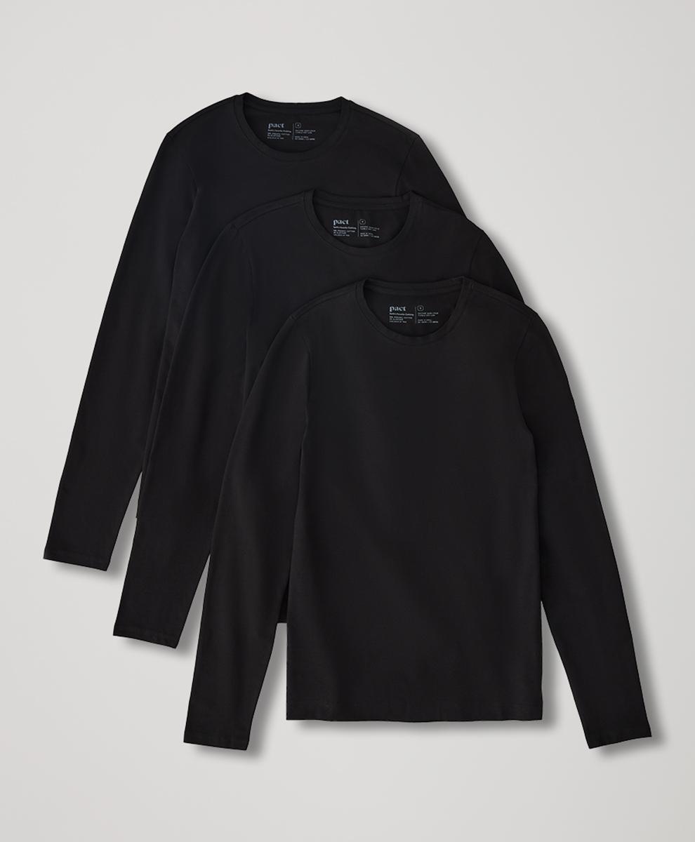 Mens Cool Stretch Long Sleeve Crew Undershirt 3-Pack S Product Image