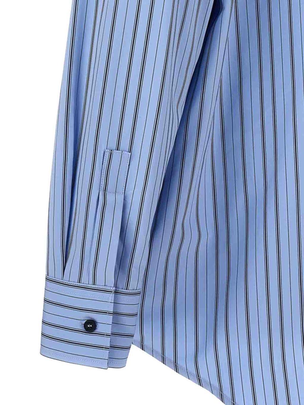 OFF-WHITE Striped Cotton Shirt In Placid Blue Product Image