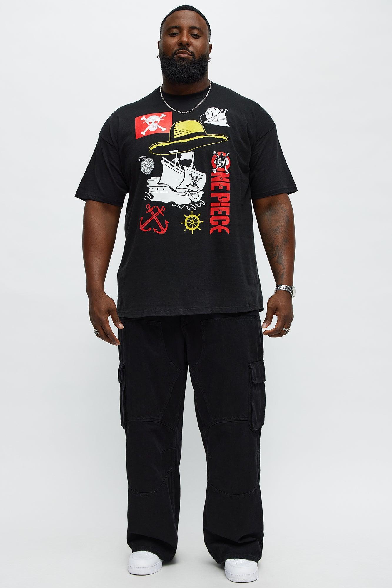One Piece Straw Hat Ship Short Sleeve Tee - Black Male Product Image