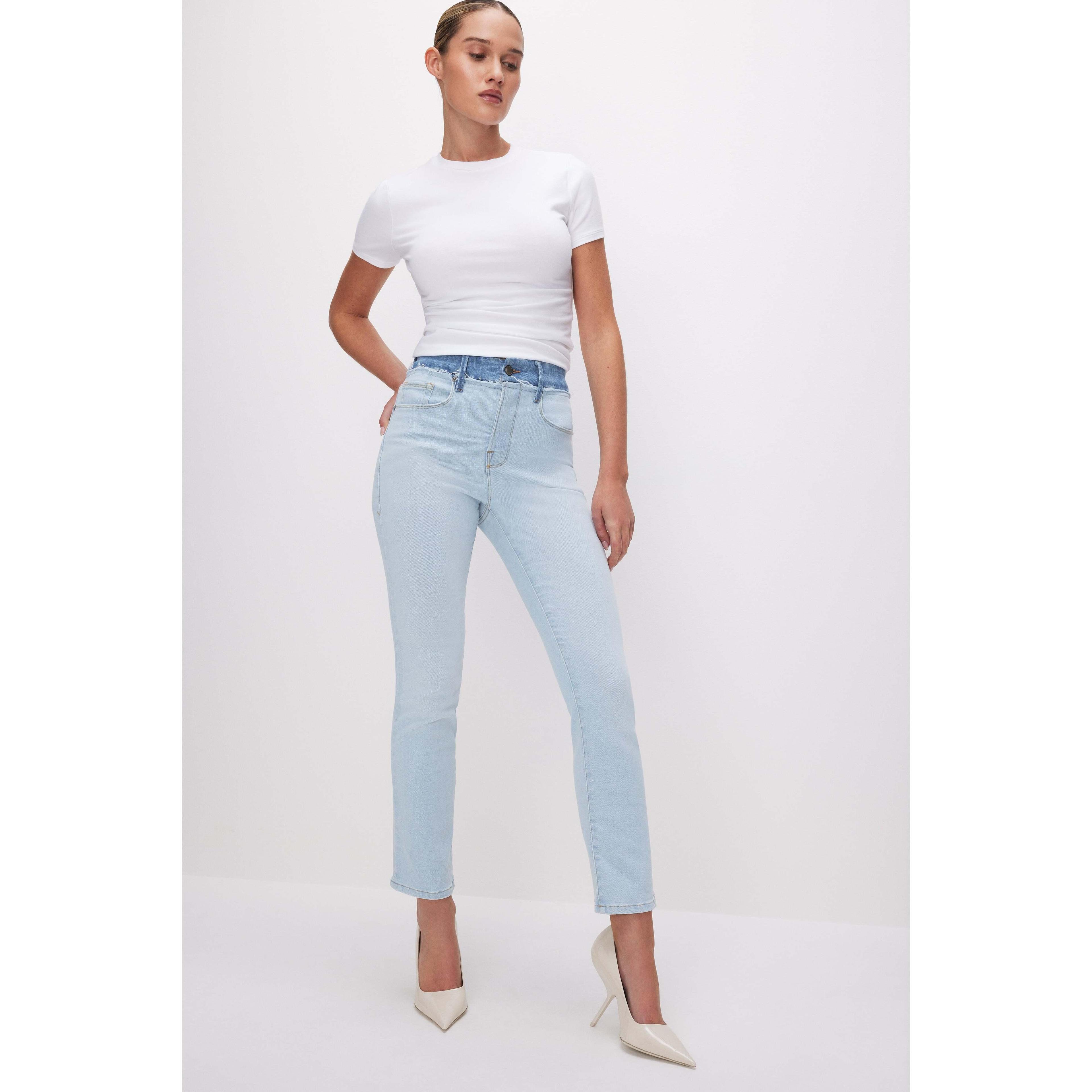 Womens Good Legs Straight Jeans | Extra Stretch, Flat Tummy Tech, Gap-Proof Waistband | Indigo, 4 Size 4 | Good American by Khl Product Image