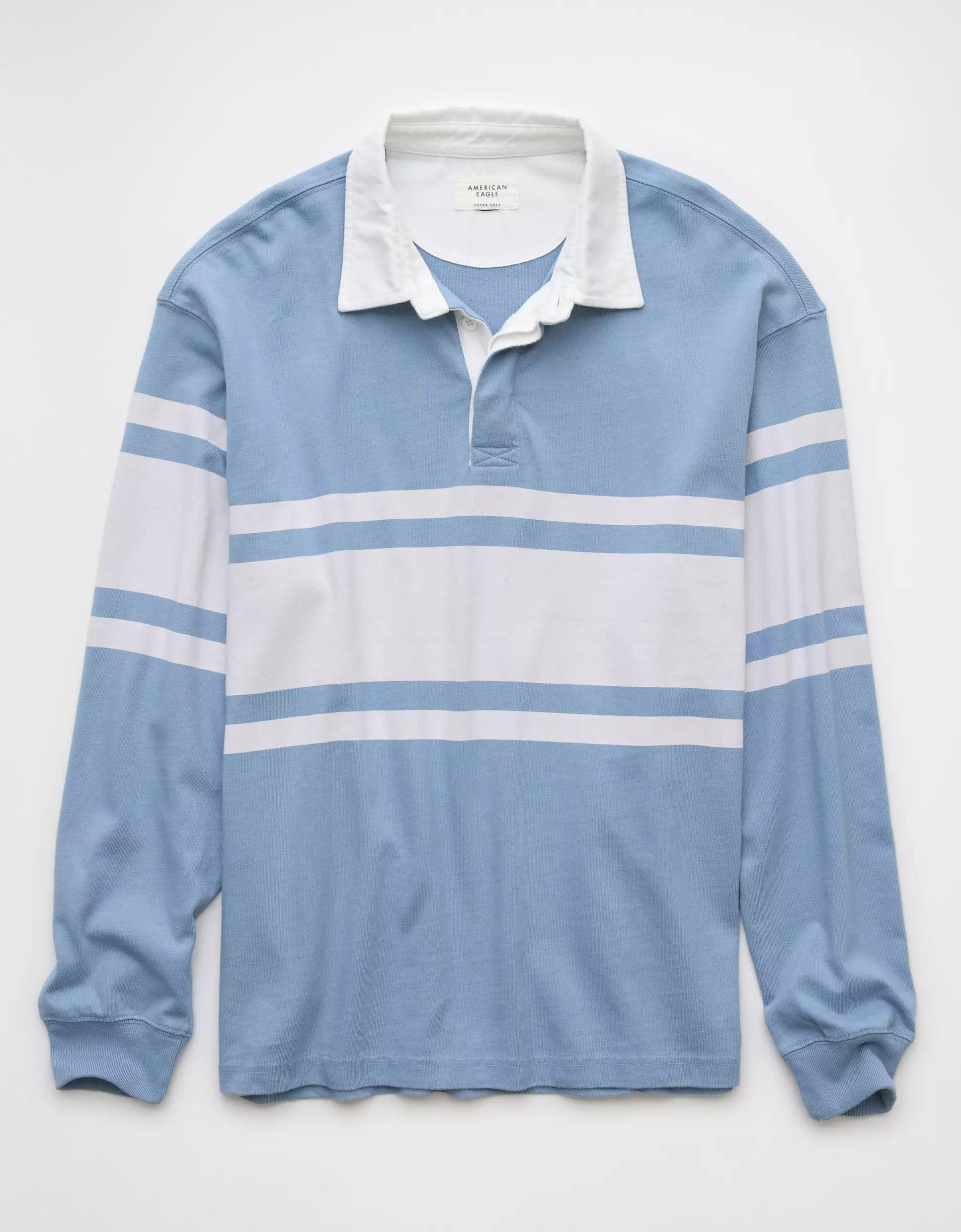 AE Long-Sleeve Rugby Polo Shirt Product Image