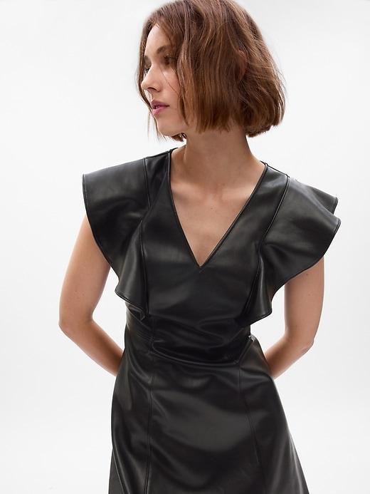 Vegan Leather Flutter Mini Dress Product Image