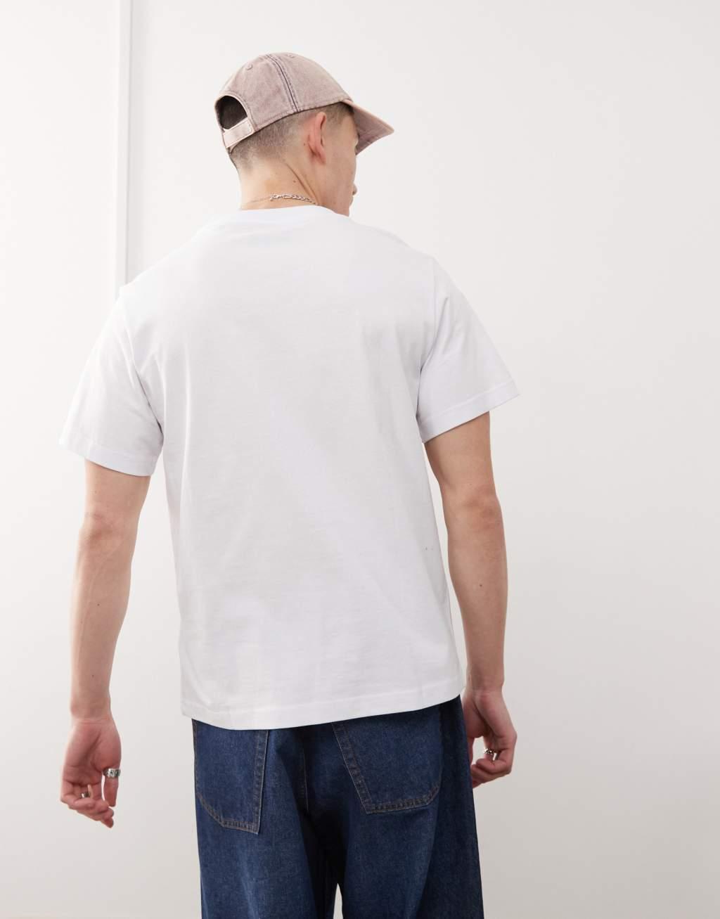 Weekday boxy fit heavy weight jersey t-shirt in white Product Image