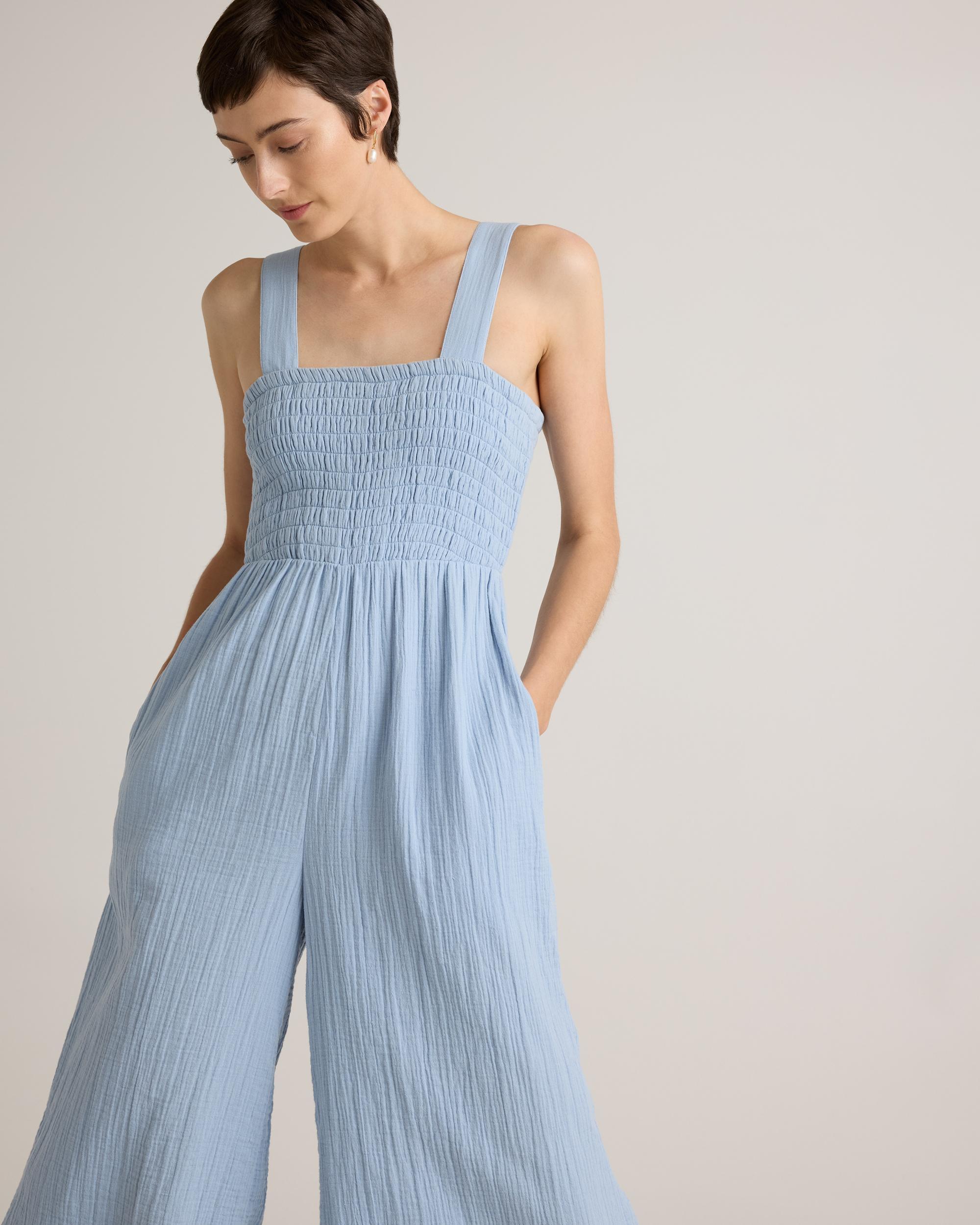 Quince | Women's Gauze Smocked Wide Leg Jumpsuit Organic Cotton Product Image