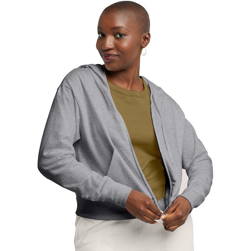 Women's Hanes® Originals Full-Zip French Terry Hoodie, Size: Medium, Black 50r Pe Grey Product Image