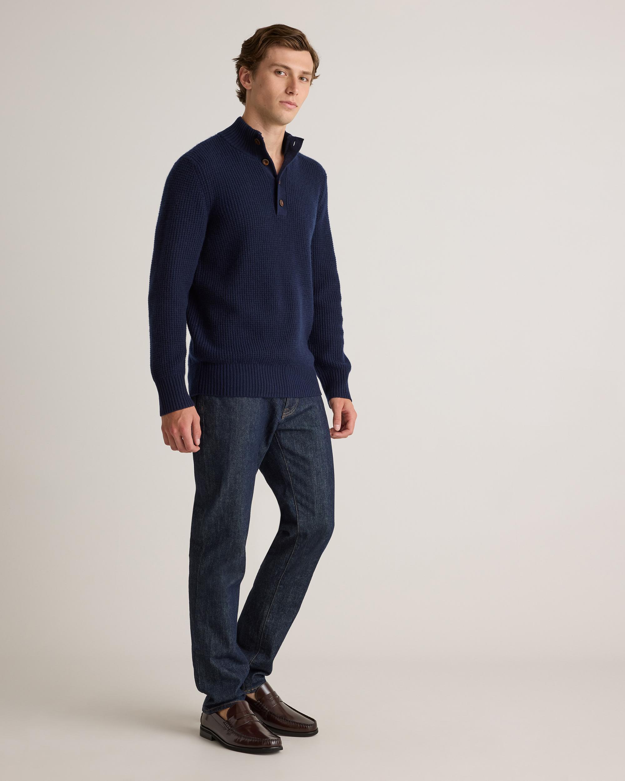 Quince | Men's Mongolian Cashmere Waffle Quarter Button Sweater Product Image