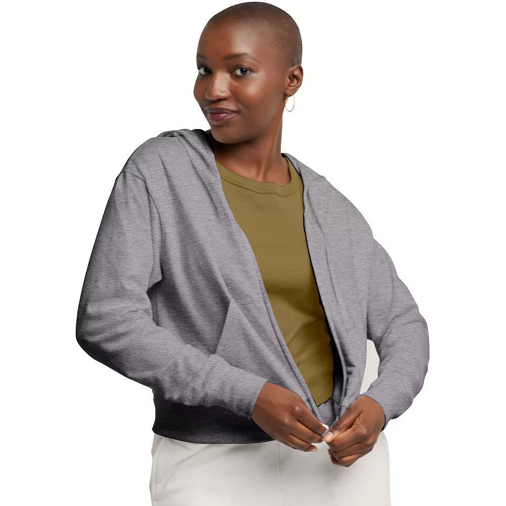 Women's Hanes® Originals Full-Zip French Terry Hoodie, Size: Medium, Black 50r Pe Grey Product Image