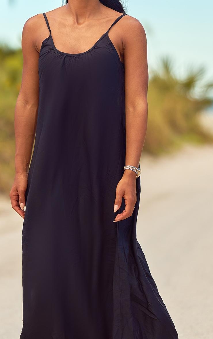 Black Low Back Oversized Maxi Beach Dress Product Image
