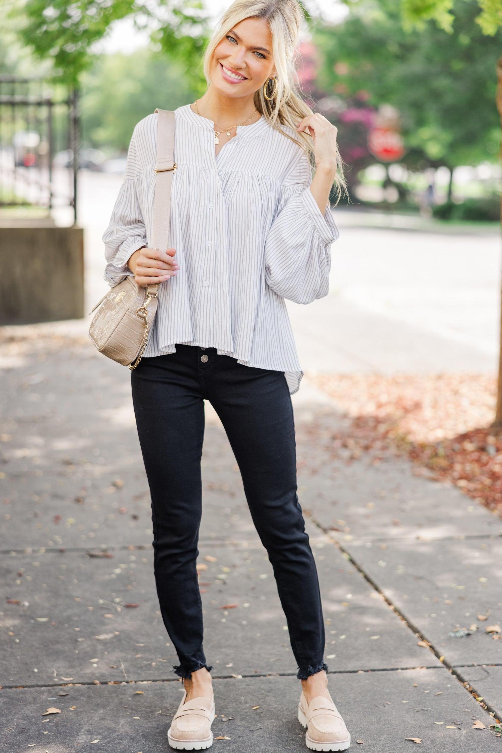 I Believe Oatmeal Striped Blouse Female Product Image