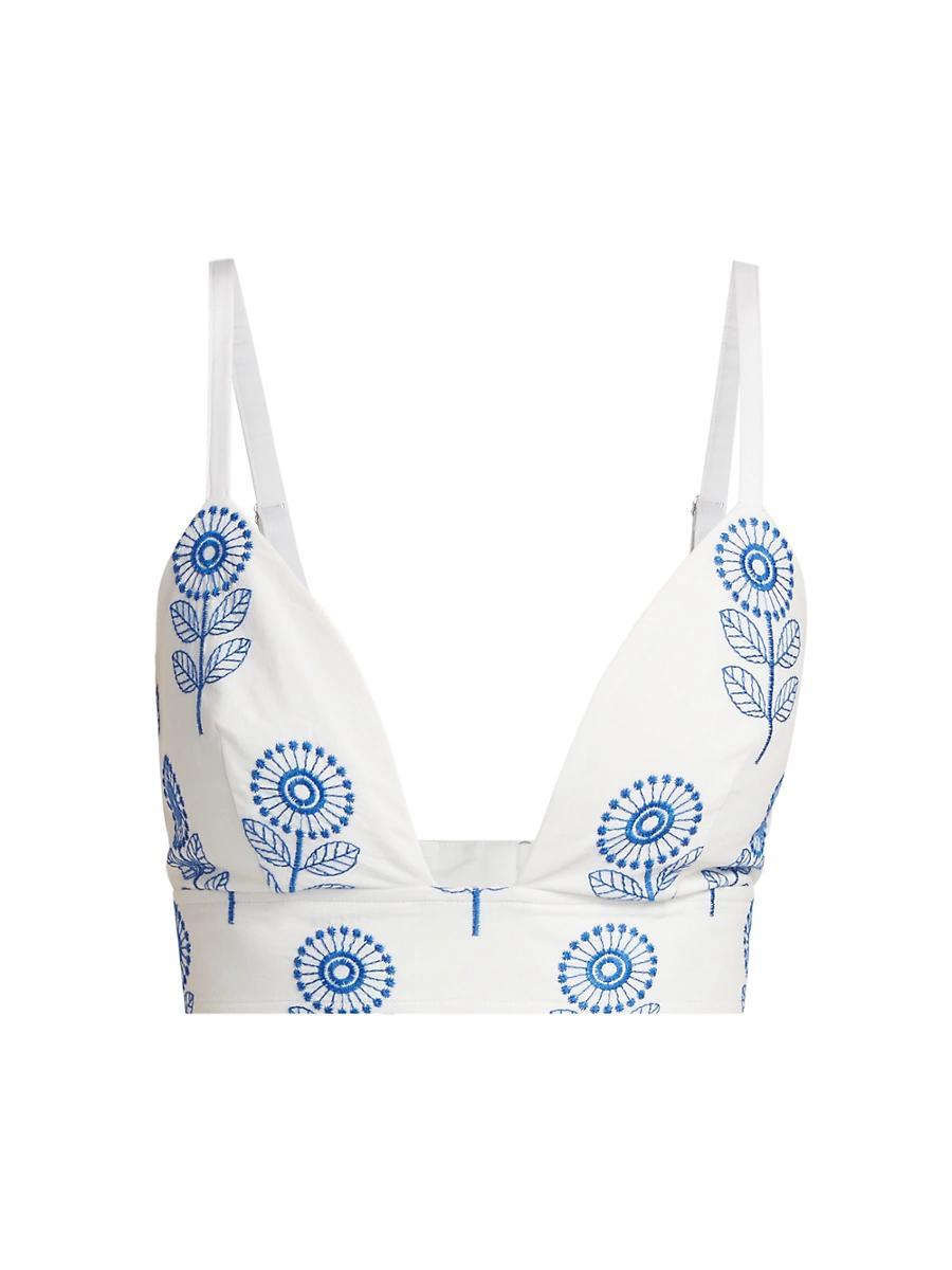 Womens Poppy-Embroidered Cotton Bralette Top Product Image