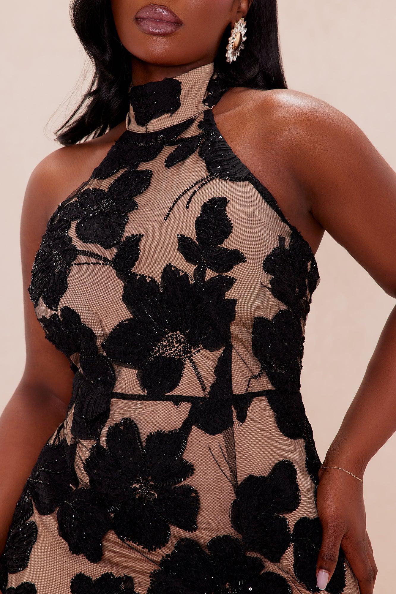 Rachel Embellished Midi Dress - Black/combo Female Product Image