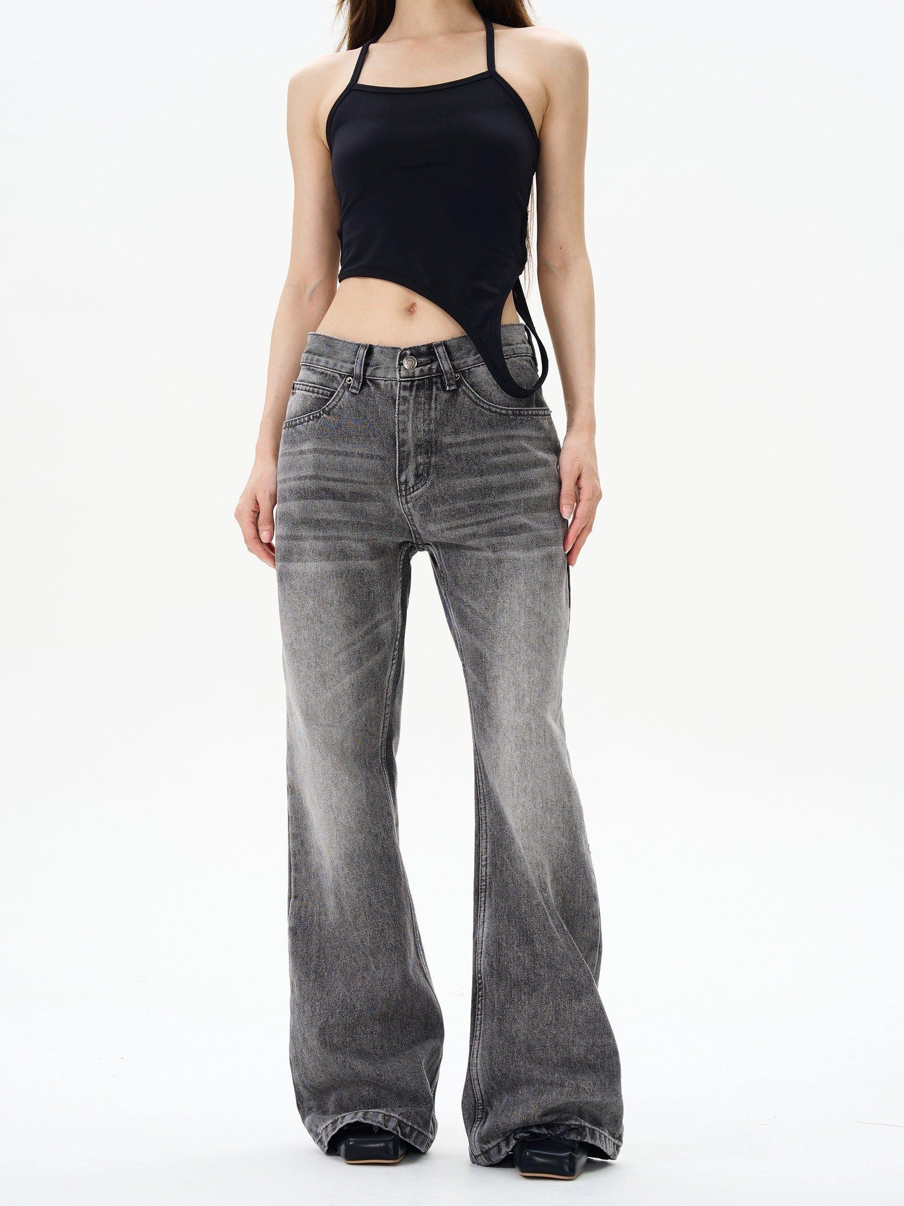 RT No. 12158 SMOKE GRAY STRAIGHT DENIM JEANS Product Image