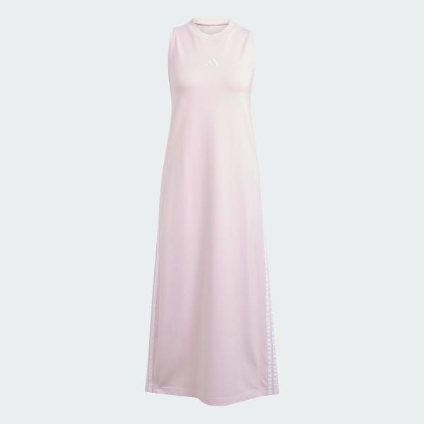Women's adidas 3-Stripes Long Racerback Sportswear Dress, Size: XS, Clear Pink White Product Image