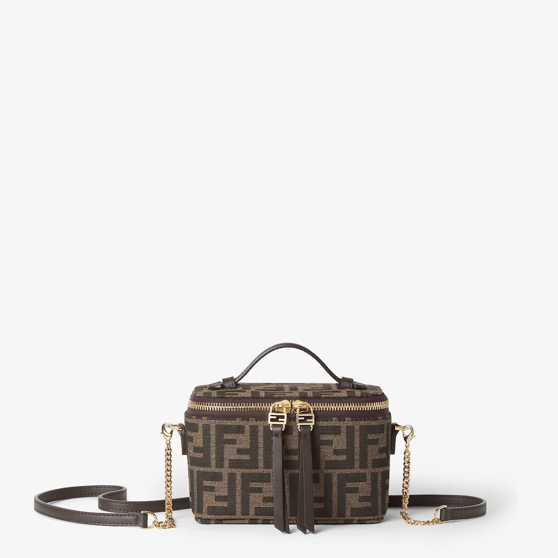 Fendi VanityTobacco brown FF jacquard fabric mini-bag Product Image