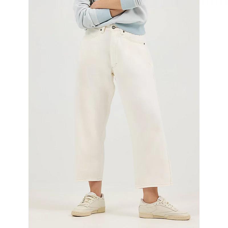 Womens Loose Crop Button-Fly Jeans Product Image
