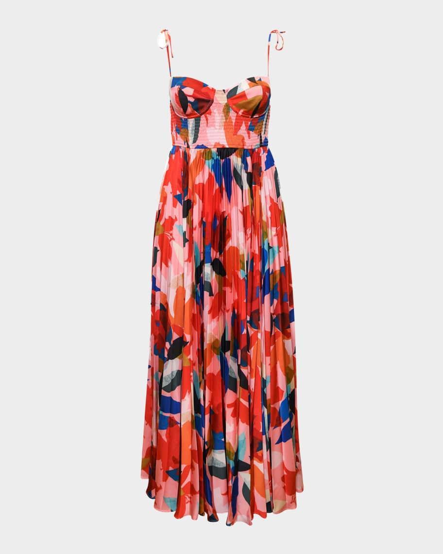 Ayla Pleated Sweetheart Satin Gown Product Image