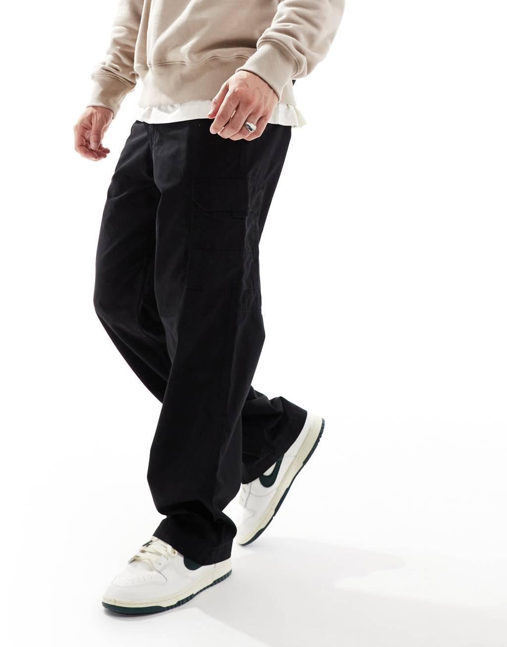 ADPT loose fit cargo pants in black Product Image