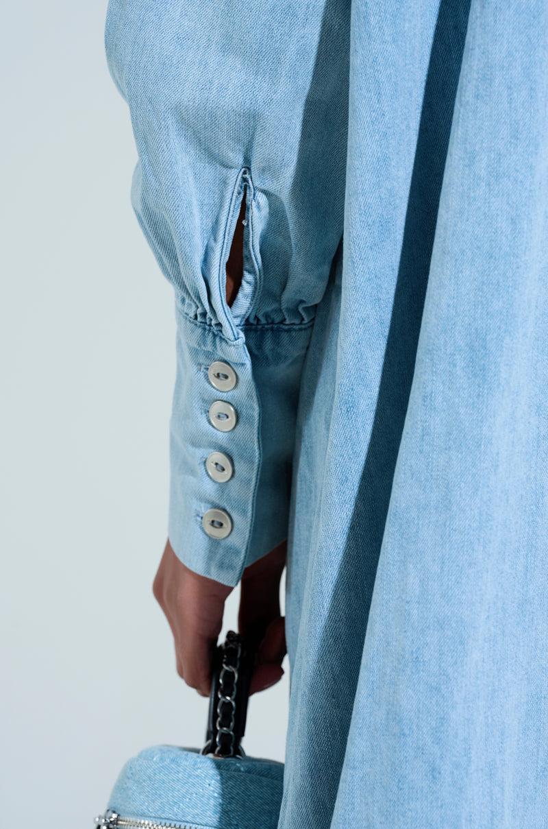 AMELIA DENIM HIGH-LOW DRESS Product Image