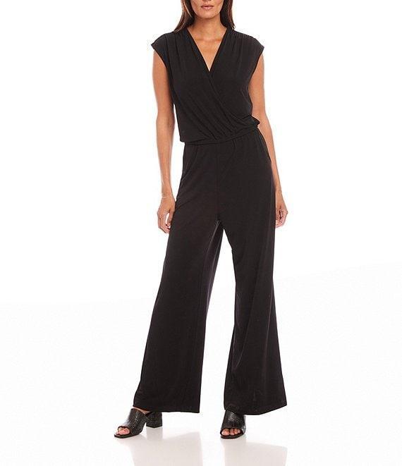 Karen Kane Petite Size V-Neck Sleeveless Travel Jersey Jumpsuit Product Image